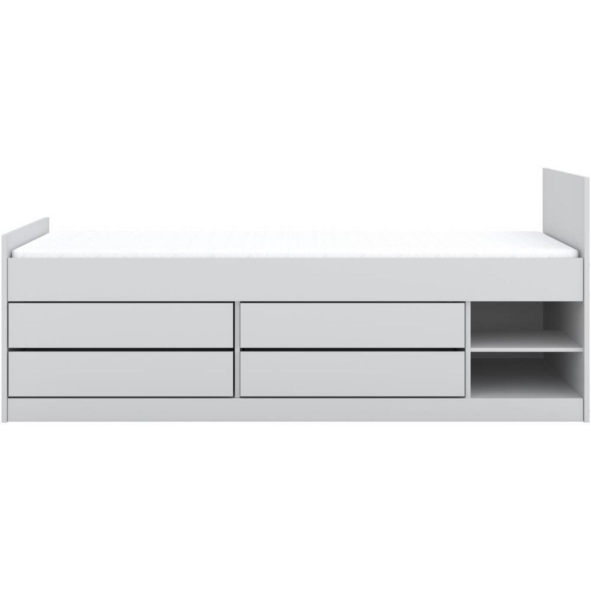 JUGENDBETT Leon 90/200 weiß mit Matratze - Weiß, Holzwerkstoff (90/200cm) - Beautysofa