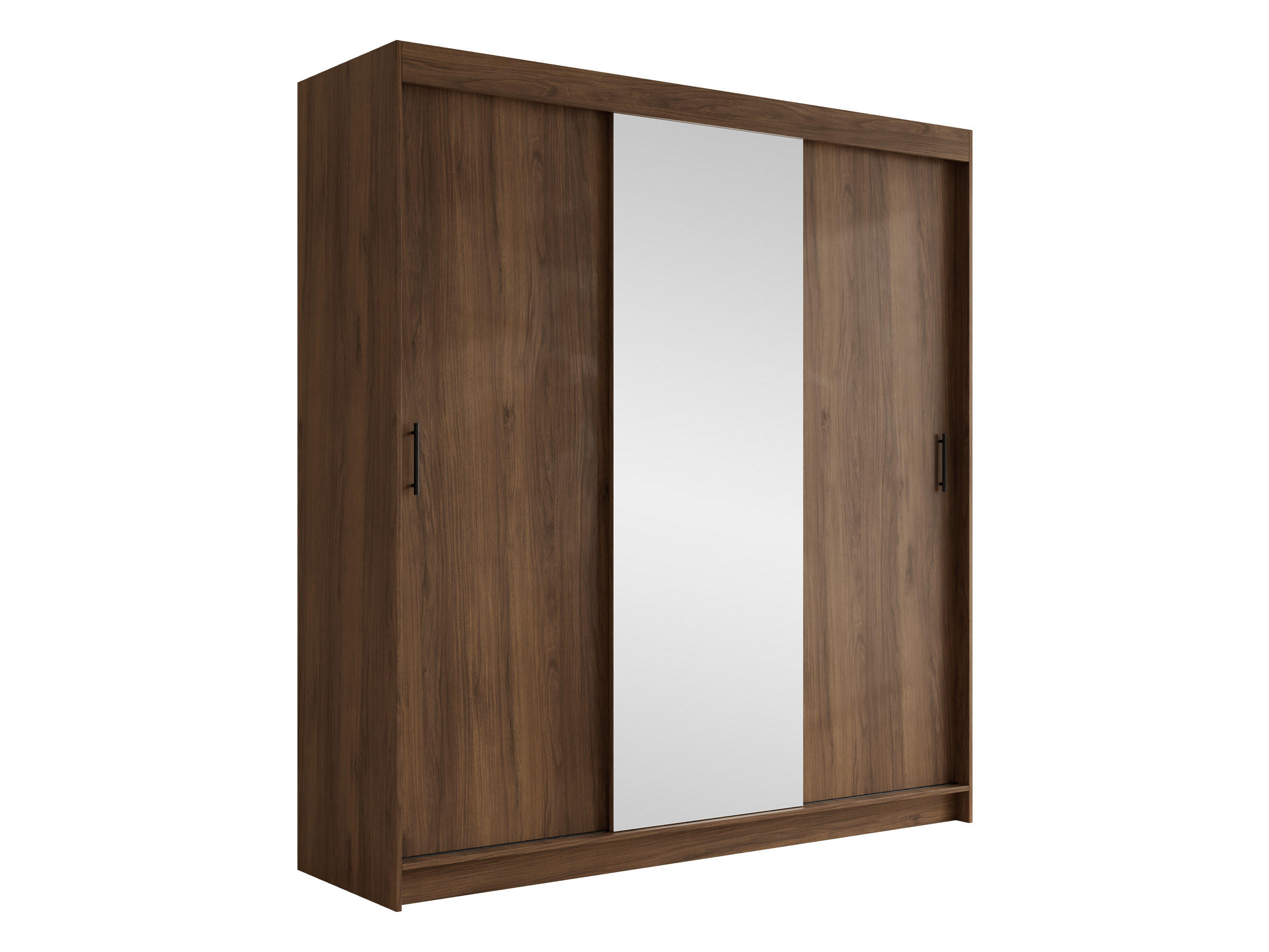 SCHIEBETÜRENSCHRANK Infinity II 200 - Nussbaumfarben/Schwarz, Holzwerkstoff/Kunststoff (200/200/58cm) - MIRJAN24