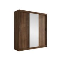 SCHIEBETÜRENSCHRANK Infinity II 200 - Nussbaumfarben/Schwarz, Holzwerkstoff/Kunststoff (200/200/58cm) - MIRJAN24