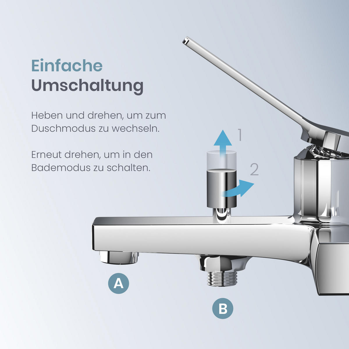 DUSCHARMATUR Chrom Einhebelmischer 21,2/20,1 cm - Chromfarben, Metall (20/12/21cm) - EMKE