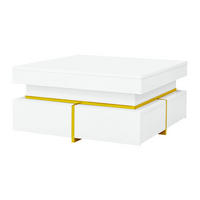 COUCHTISCH mit 2 Schubladen 70 x 70 cm Hochglanz Weiß - Weiß, Holzwerkstoff (70/70/35.5cm) - Meubliv