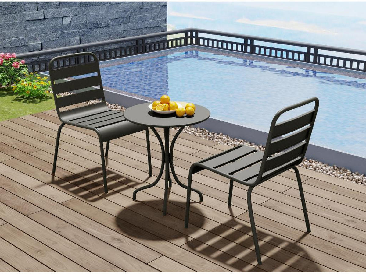 GARTENSTUHL stapelbar 2er-Set - Metall - Anthrazitgrau - MIRMANDE von MYLIA - Anthrazit, Metall (59/79/47.5cm) - Vente-Unique