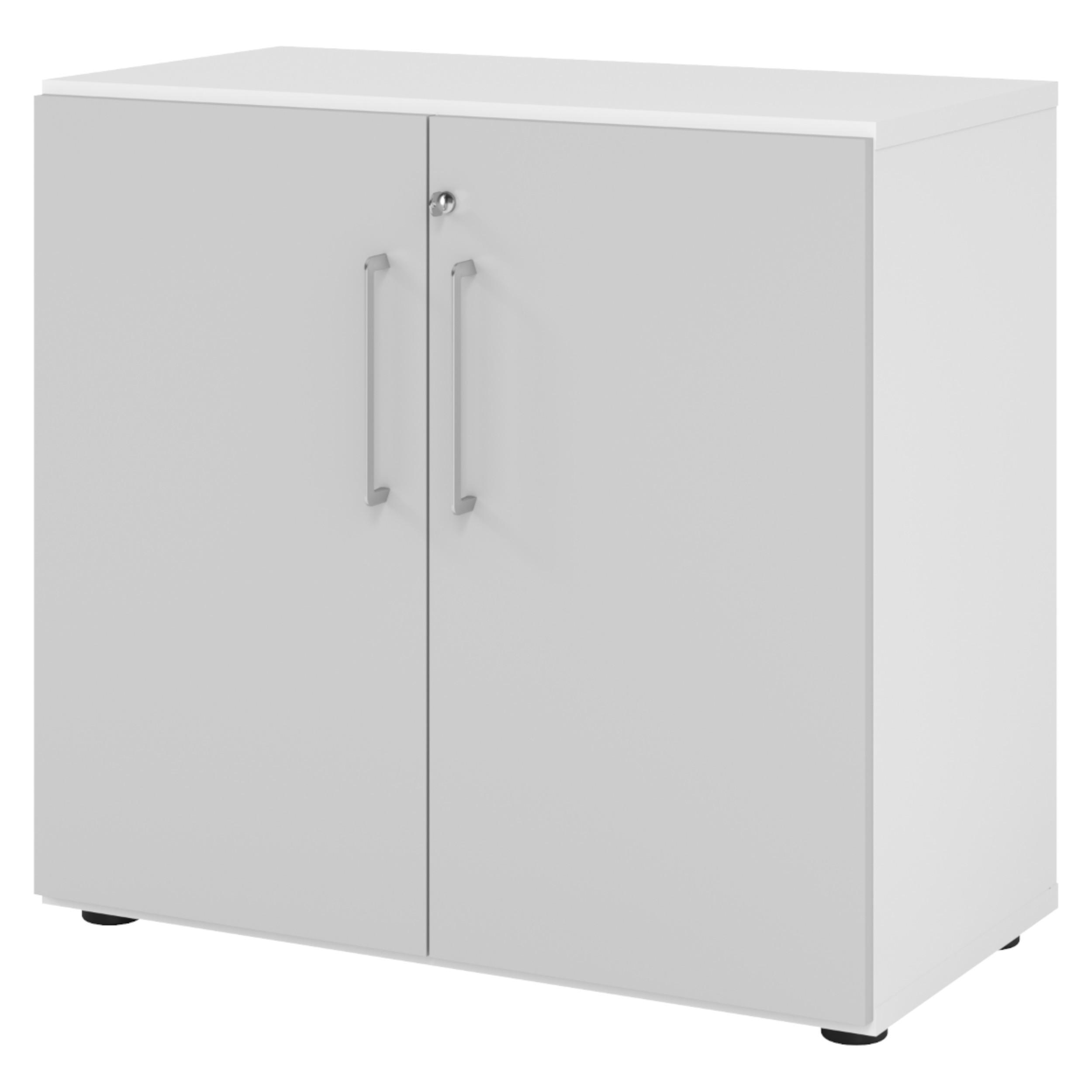 AKTENSCHRANK - 2 Ordnerhöhen 42/80/74,8 cm in Weiß/Grau - Weiß/Grau, Holzwerkstoff (80/74.8/42cm) - bümö
