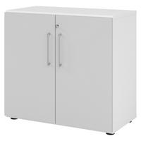 AKTENSCHRANK - 2 Ordnerhöhen 42/80/74,8 cm in Weiß/Grau - Weiß/Grau, Holzwerkstoff (80/74.8/42cm) - bümö