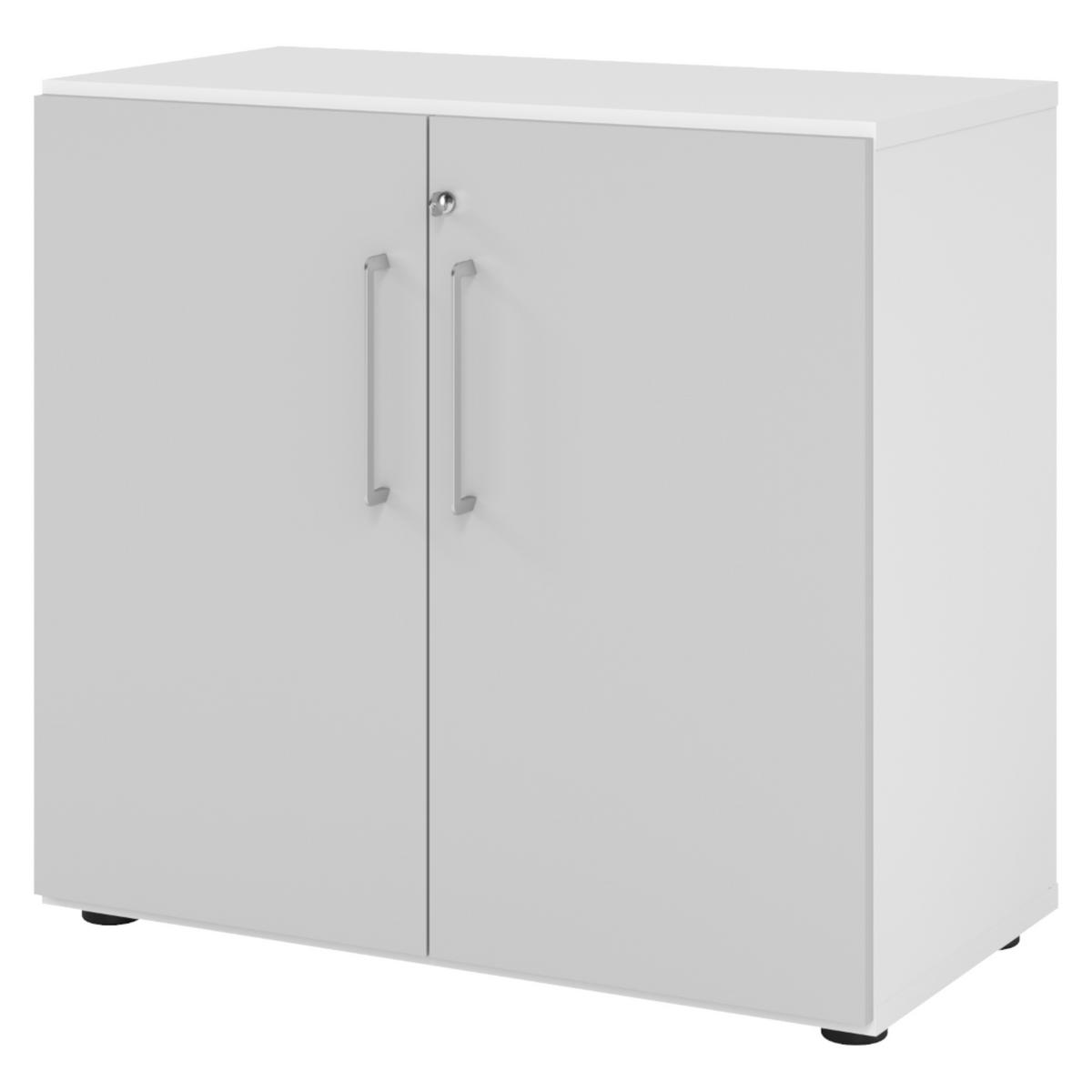 AKTENSCHRANK - 2 Ordnerhöhen 42/80/74,8 cm in Weiß/Grau - Weiß/Grau, Holzwerkstoff (80/74.8/42cm) - bümö