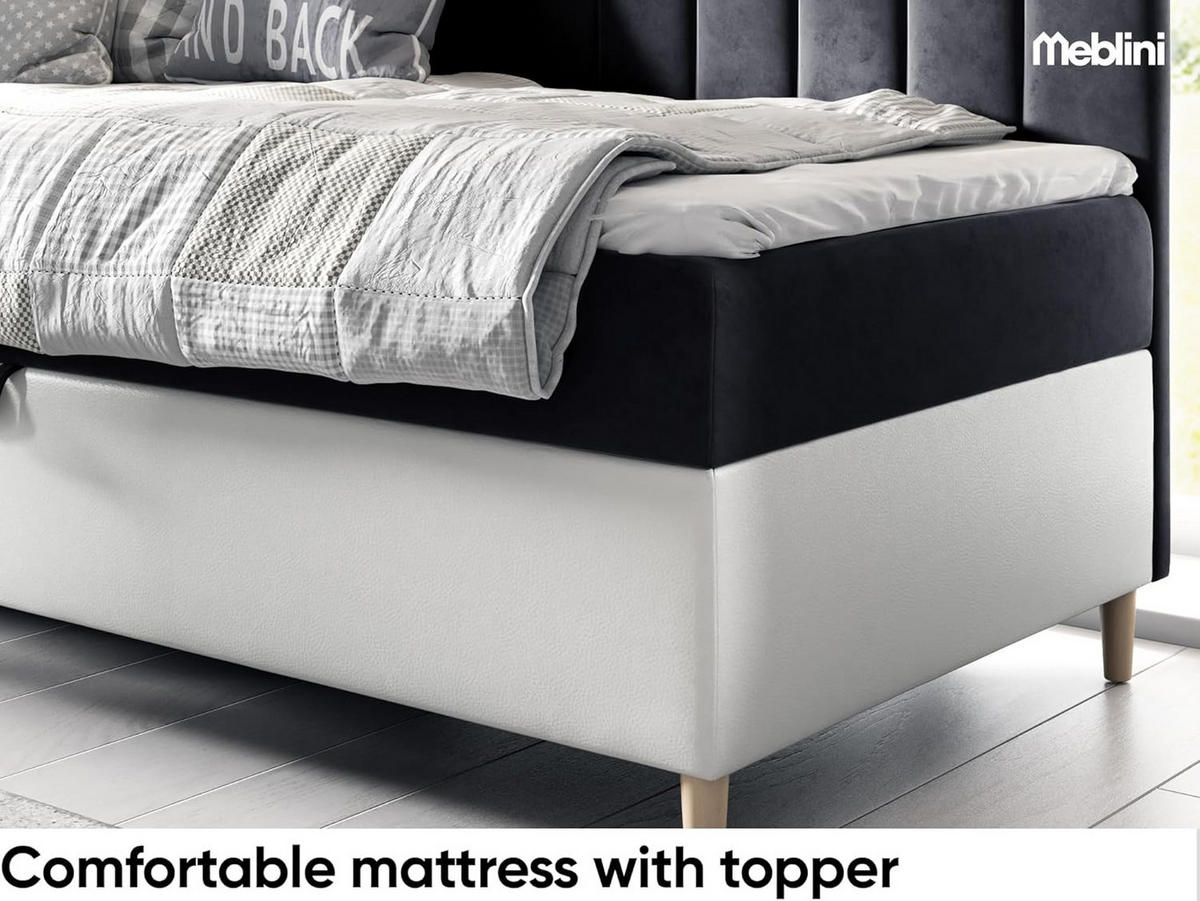 KINDERBETT MAYA 3 - Schwarz/Weiß, Holzwerkstoff (86/208cm) - Meblini