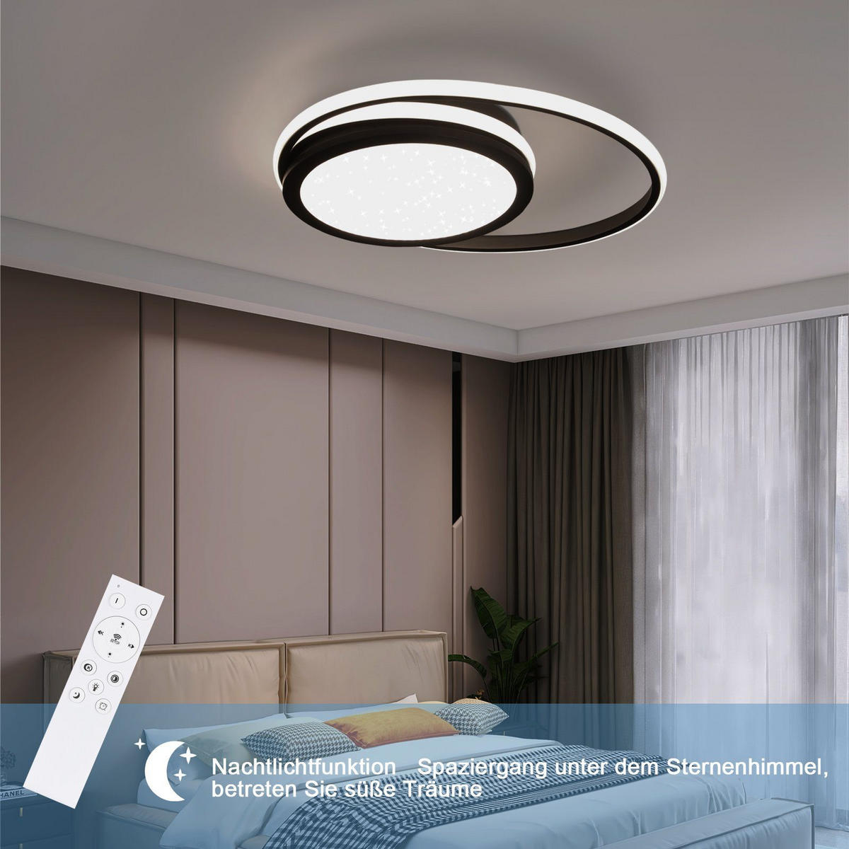 LED-DECKENLEUCHTE Bruno 47/47/7 cm - Schwarz, Metall (47/47/7cm) - Nettlife