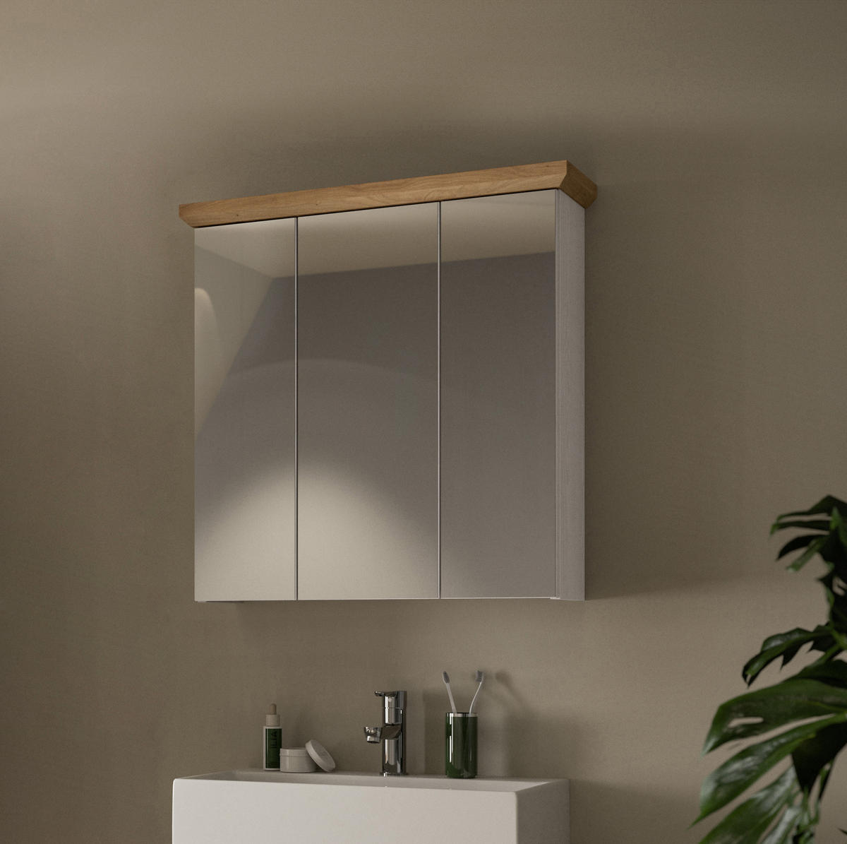 SPIEGELSCHRANK Siena (B/H/T: ca. 69/71/21 cm) in Sibiu Lärche Nachbildung/Sibiu Lärche Nachbildung - Lärchefarben, Holzwerkstoff (69/71/21cm)