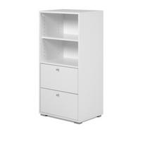 REGAL weiß 46 x 97 cm, Standregal mit 2 Schubladen - Silberfarben/Weiß, Holzwerkstoff/Kunststoff (46/96.5/33.5cm) - Furn.Design