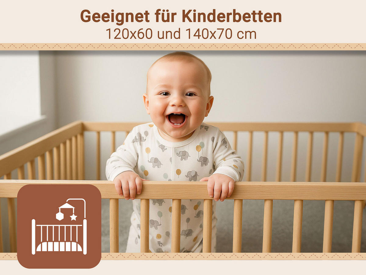 SPANNBETTLAKEN KIND, 80% Baumwolle, 20% Polyester, Grau - Hellgrau, Naturmaterialien (70/140cm) - Zollner