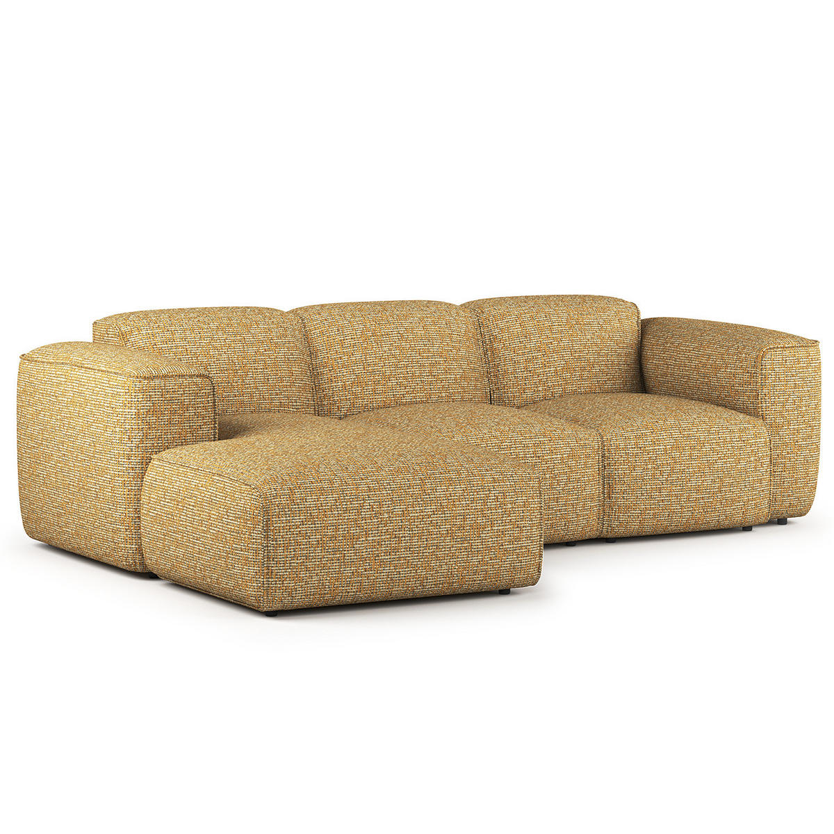 3-SITZER ECKSOFA mit Longchair - Schwarz/Honig, Kunststoff/Textil (251/173cm) - home24