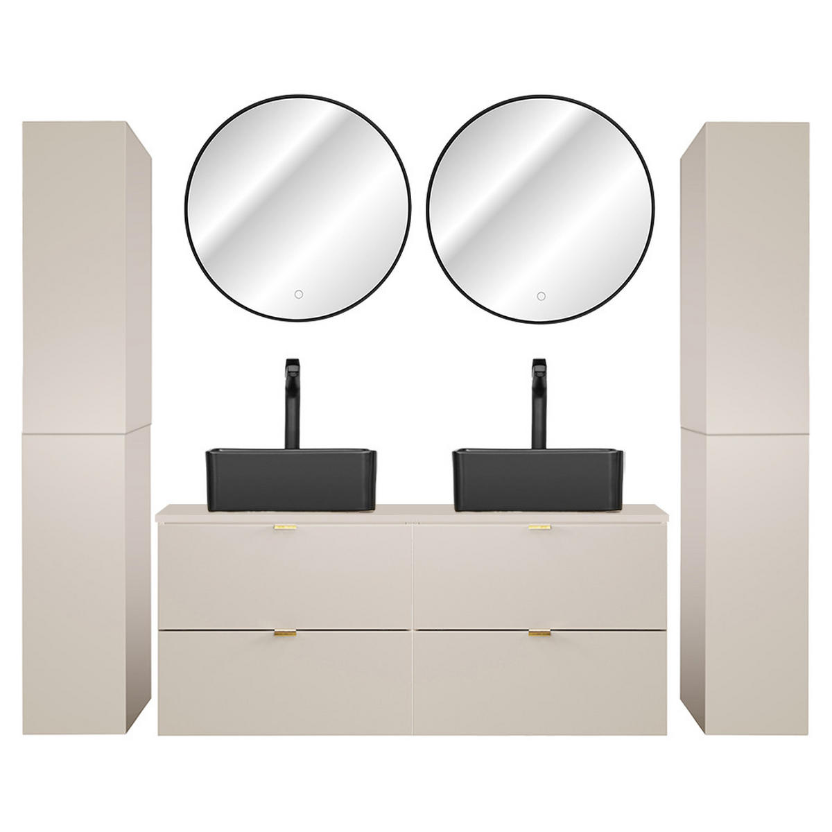 BADMÖBEL-SET 5-TLG. Durango-56 - Beige, Holzwerkstoff (210/200/47cm) - Lomado