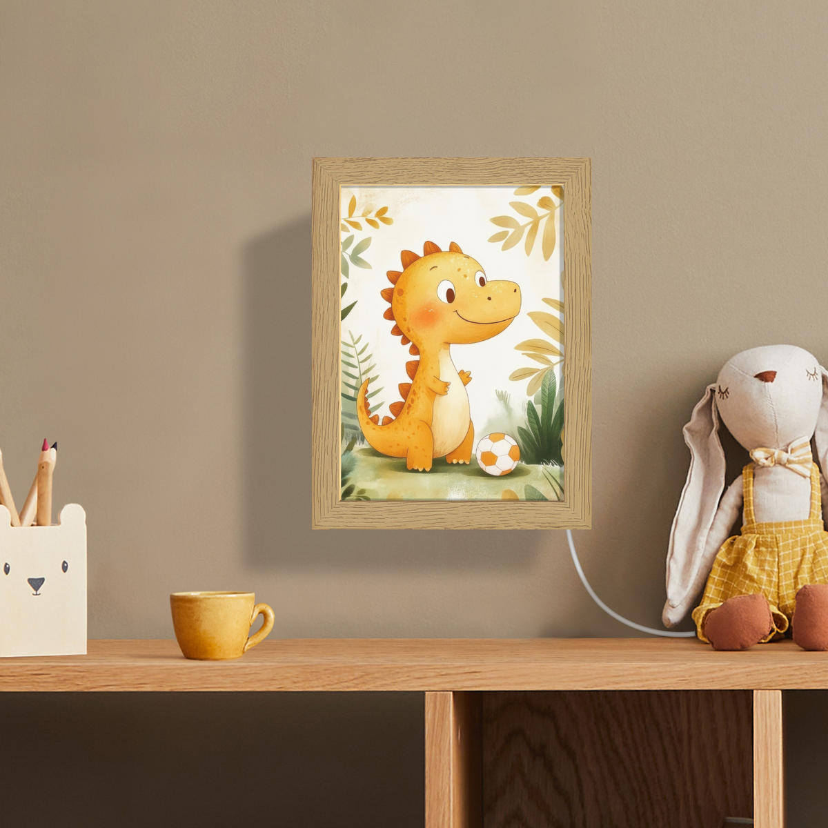 NÁSTĚNNÁ LAMPA Dino - Fotbal - Orange 15x20 cm - béžová, kompozitní dřevo (15/20/8cm) - OnlyWow