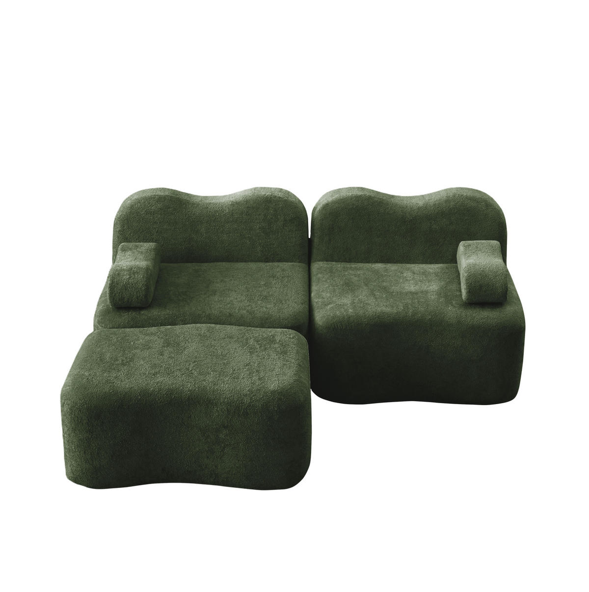 2-SITZER 192/167/70 cm Grün aus Stoff mit 1 Ottoman und beweglichen Armlehnenkissen - Grün, Textil (167/70/192cm) - OKMYHOME