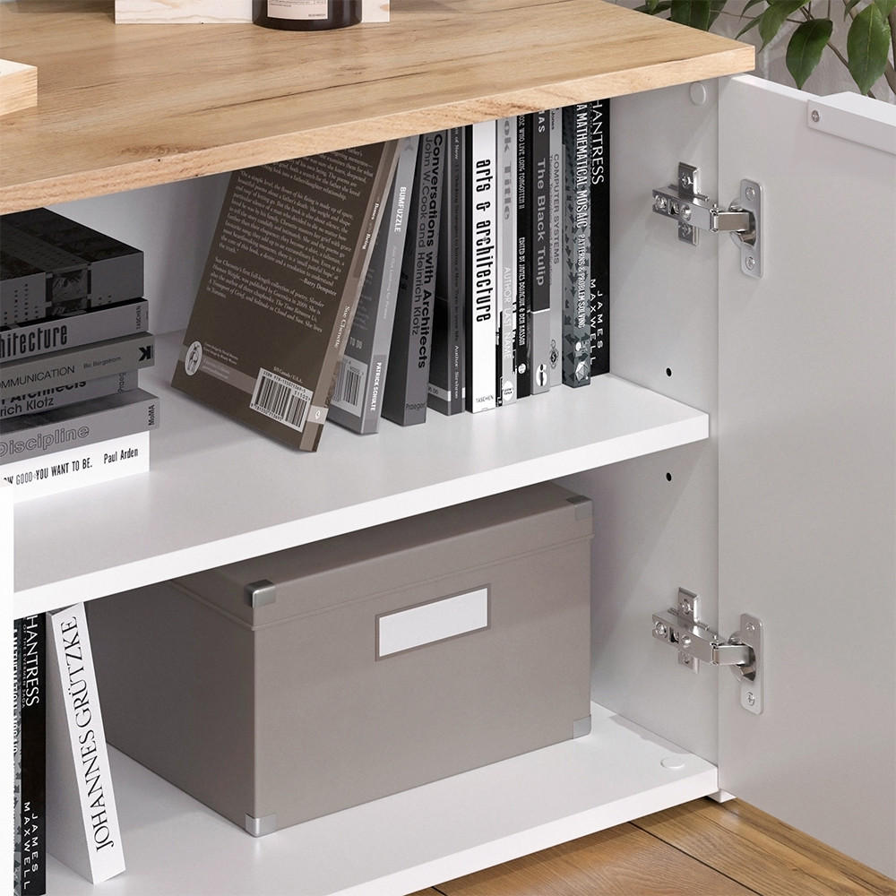 KOMMODE Wido Weiß/Sonoma 40 x 50 cm mit 2 Türen - Weiß/Sonoma Eiche, Holzwerkstoff (80/50/40cm) - Vicco