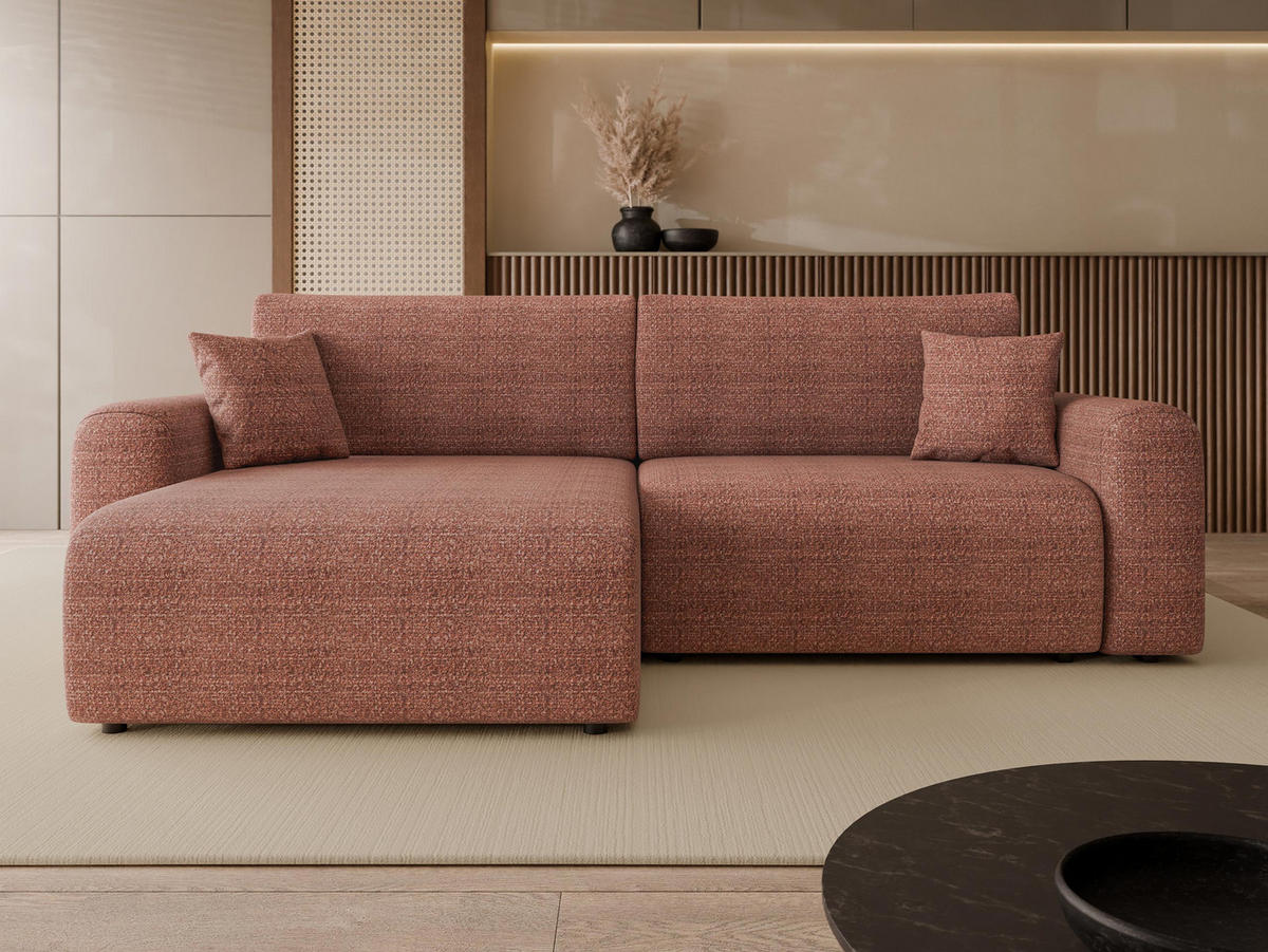 ECKSOFA Floryn L - Schwarz/Rosa, Holz/Kunststoff (245/145cm) - MIRJAN24