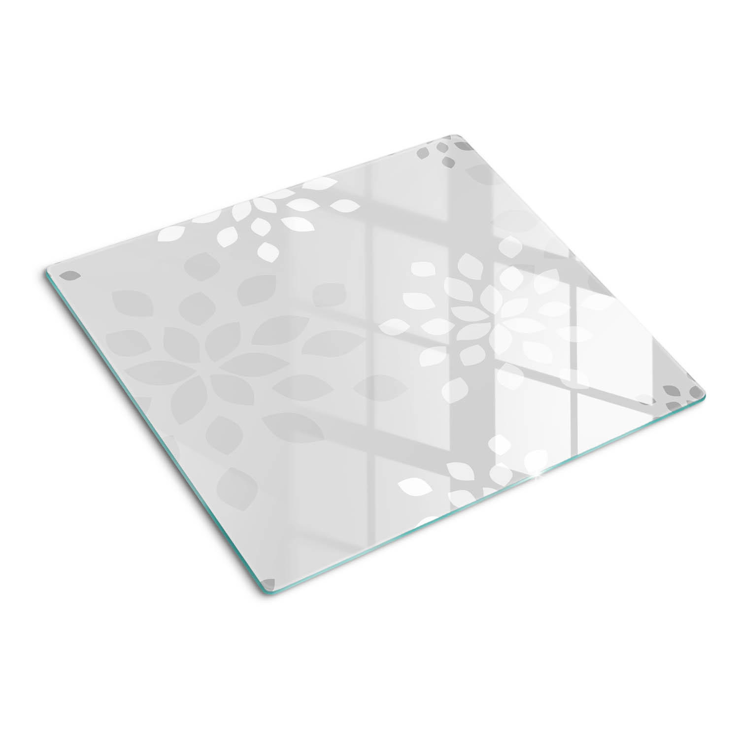 GLASPLATTE 60x52 cm Blumenmuster - Grau, Glas (60/0.4/52cm) - TULUP