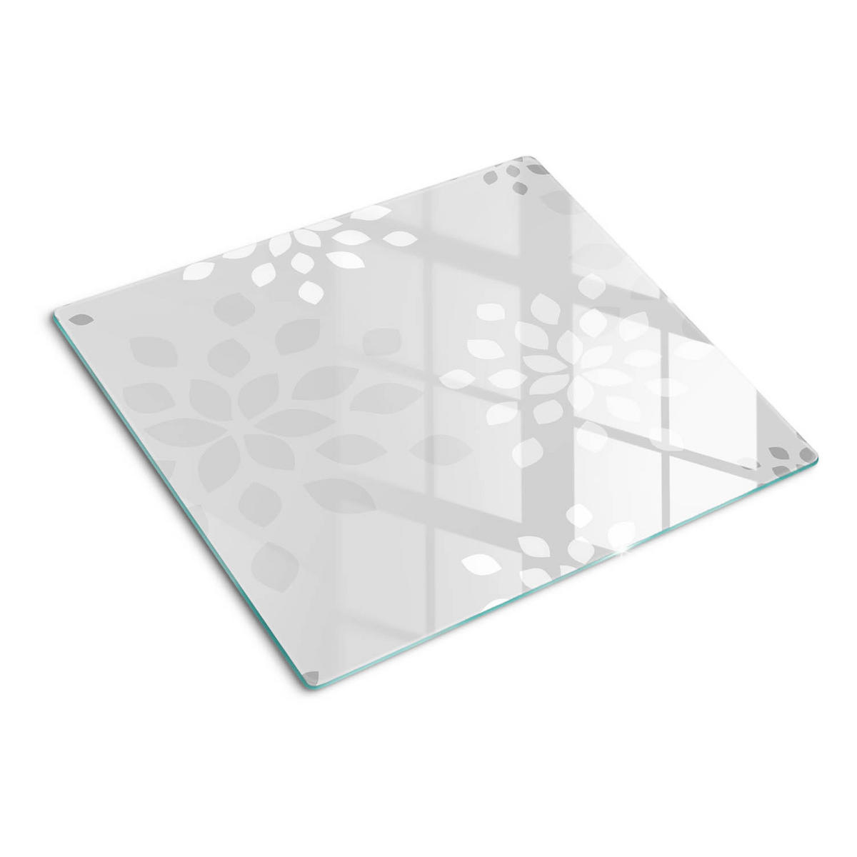 GLASPLATTE 60x52 cm Blumenmuster - Grau, Glas (60/0.4/52cm) - TULUP