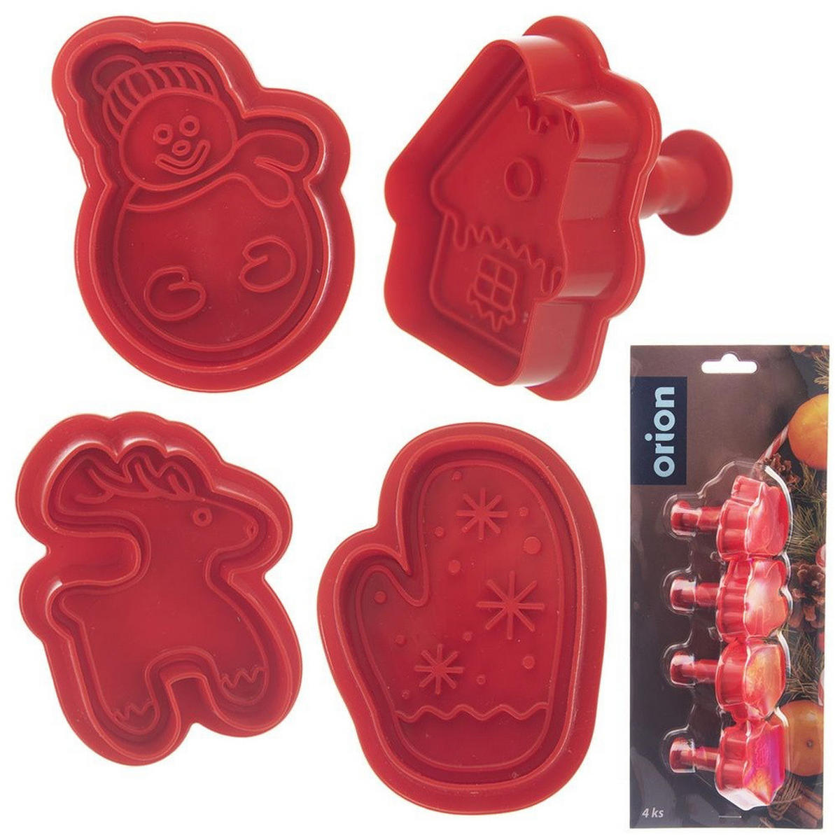 AUSSTECHFORMEN-SET Weihnachten Stempel 4-teilig Rot - Rot, Kunststoff (5/5/6.5cm) - Orion 