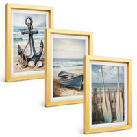 BILDER SET 3er Set - 20x30 cm Goldrahmen - Anker, Boot, Ruder, Strand - Goldfarben, Kunststoff (20/30cm) - TULUP