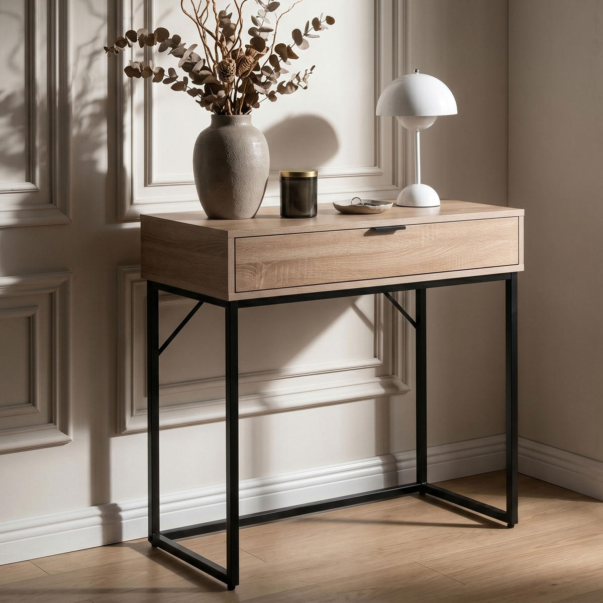 KONSOLENTISCH MODENA 80 cm Sonoma Eiche - Schwarz/Sonoma Eiche, Holzwerkstoff (35/80/80cm) - Akord