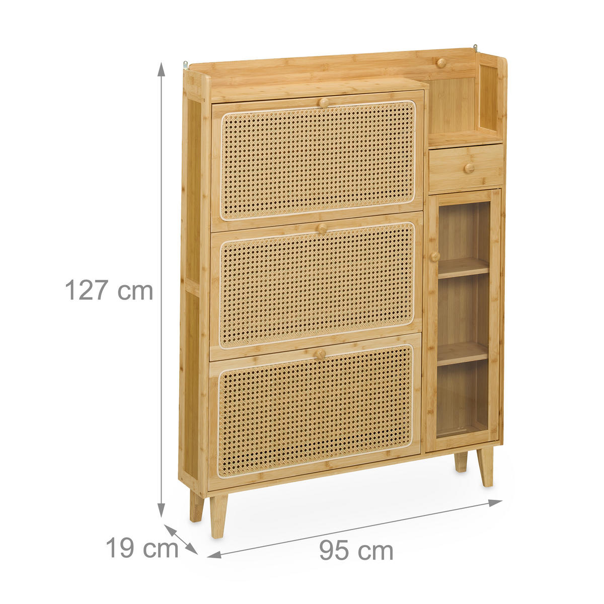 SCHUHSCHRANK - Hellbraun, Holz/Holzwerkstoff (95/127/19cm) - Relaxdays