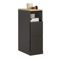 NACHTTISCH schmal mit 2 Schubladen, 20x35x60cm Schwarz - Schwarz, Holzwerkstoff (20/60/35cm) - SoBuy