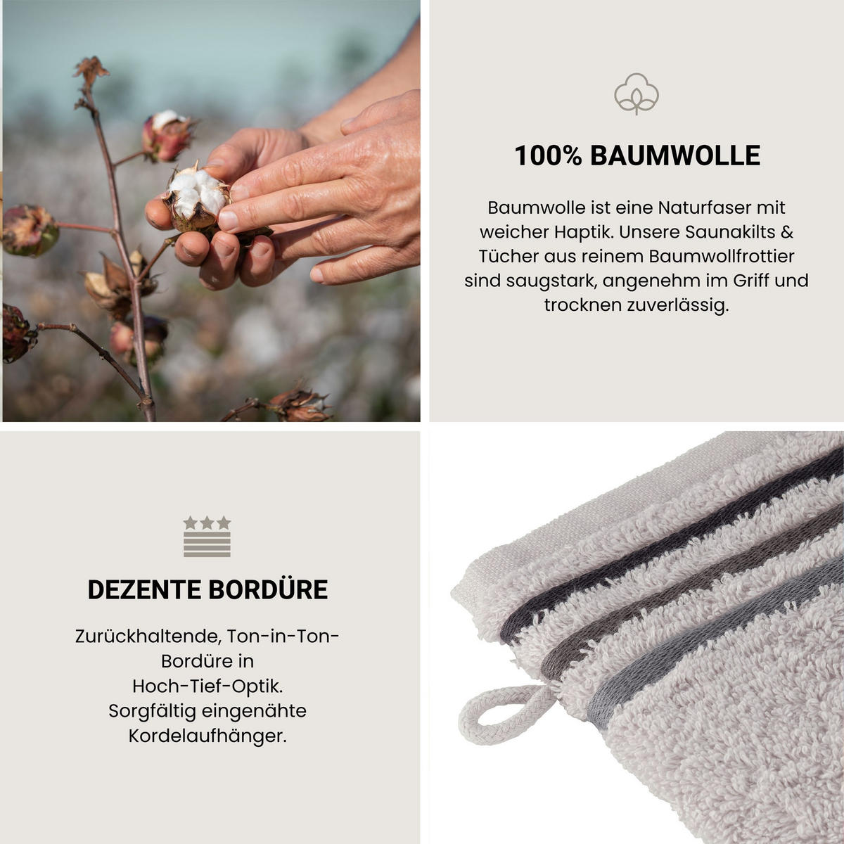 WASCHHANDSCHUHSET Skyline Color - 5-teilig - 16x22 cm - Hellgrau - Hellgrau, Textil (16/22cm) - SCHIESSER