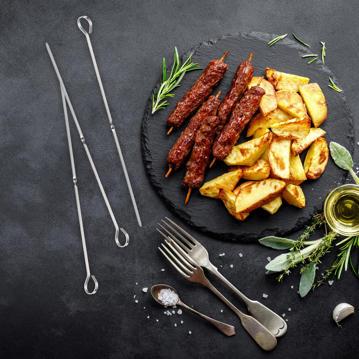 20XGRILLSPIESS - Multicolor, Textil/Metall (0.5cm) - Relaxdays