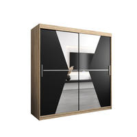 SCHWEBETÜRENSCHRANK 200/200/62 2-türig - Silberfarben/Schwarz, Holz/Kunststoff (200/200/62cm) - Abiks Möbel