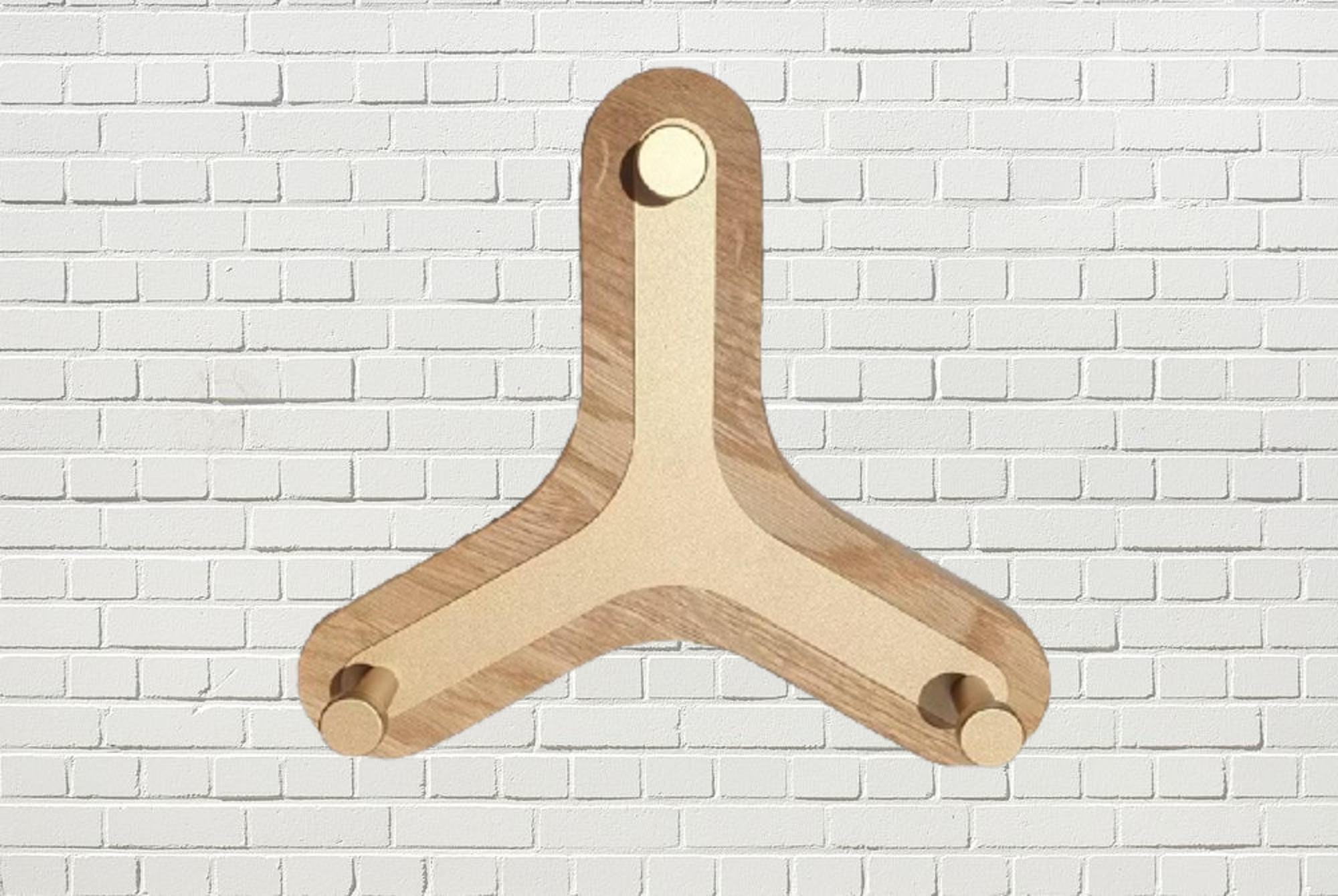 WANDAUFHÄNGER Hugo mit 3 Haken, goldenes Metall und geölte Eiche, 6/18/20 cm - Eichefarben/Goldfarben, Holz (18/20/6cm) - WOODEK