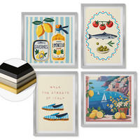 WANDBILDER 4er Set - 50x50 cm & 40x60 cm Silberner Rahmen - Italienische Aromen, farbenfrohe Bilder - Silberfarben, Kunststoff (50/50cm) - ArtPrintCave