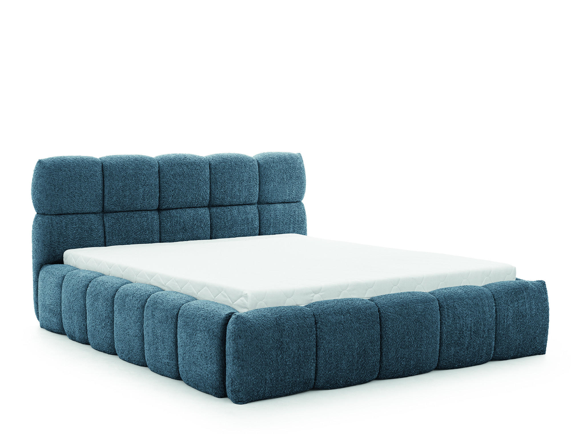 POLSTERBETT SOFIA 180x200 mit Bettkasten,Bubble,Doppelbett,Lattenrost,Boxspringbett-Optik,ohne Matratze-Himmelblau - Hellblau, Holz (180/200cm) - Furnistar