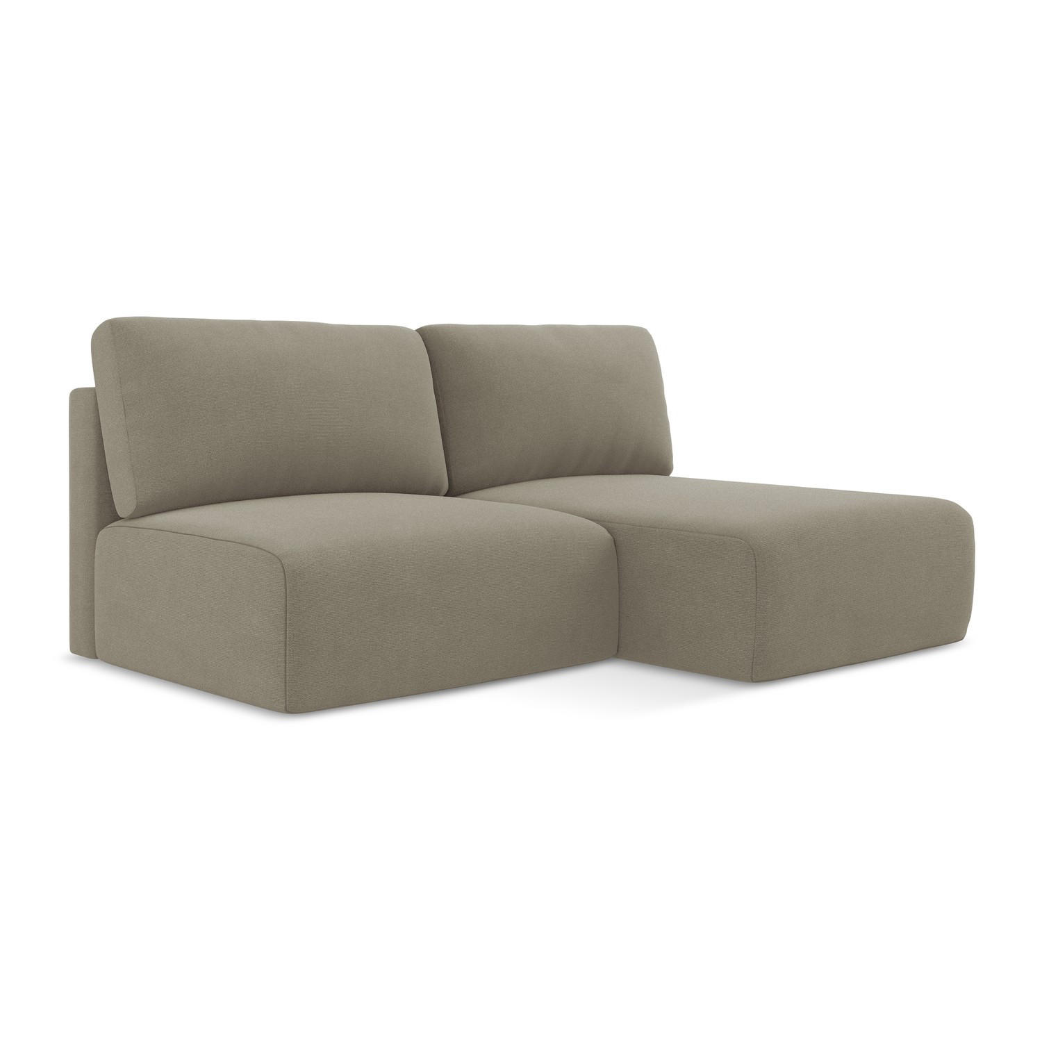 ECKSOFA mit Schlaffunktion rechts Strukturstoff Stoff Beige - Beige/Schwarz, Kunststoff/Textil (210/149cm) - LaMiaSofa