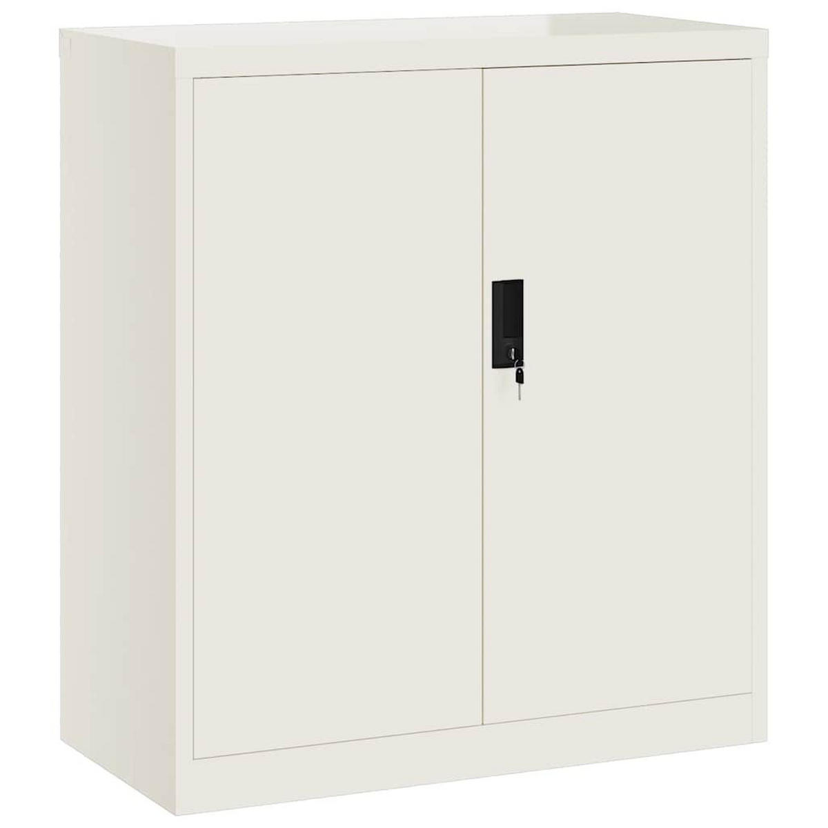 AKTENSCHRANK WEISS 79X40X90 CM STAHL - Schwarz/Weiß, Metall (40/90/79cm) - vidaXL