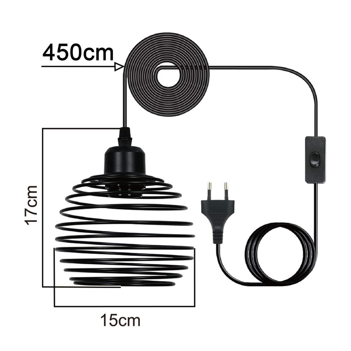 PENDELLEUCHTE BERNHARD Ⅲ 13/15/450 cm - Schwarz, Metall (13/15/450cm) - Nettlife