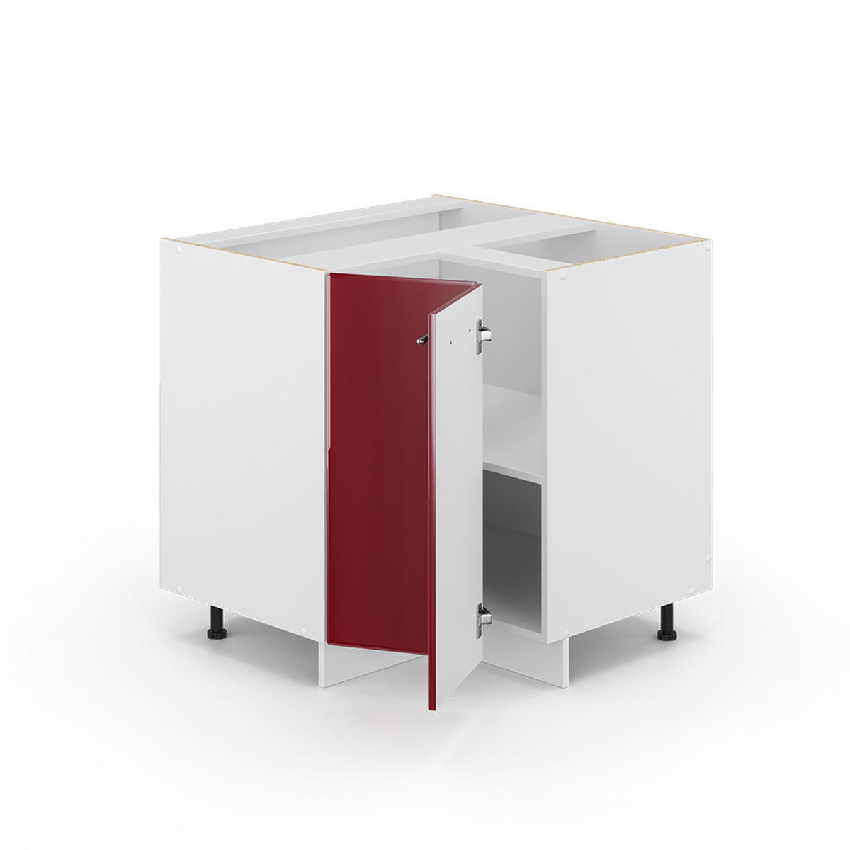 ECKUNTERSCHRANK Fame-Line Bordeaux Hochglanz 80.5 cm, AP Eiche - Bordeaux/Weiß, Holzwerkstoff (80.5/82/60cm) - Vicco