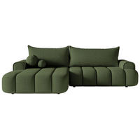 ECKSOFA Dandelino Khaki mit Bouclé-Bezug, links - Schwarz/Grün, Kunststoff/Textil (271/172cm) - Selsey