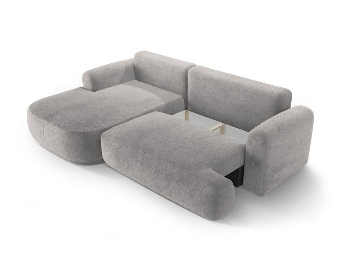 SCHLAFSOFA modular mit Bettkasten links Ella aus strukturiertem Stoff dunkelbeige 5 Sitzplätze - Mokka, Textil (174/271cm) - Micadoni