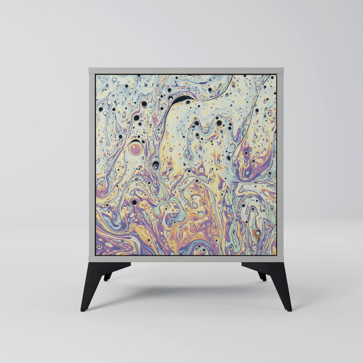 SIDEBOARD MOSAIC OF COLORS, Grau, 57,5x42x57,5 cm, Ohne Füße - Multicolor/Grau, Holzwerkstoff (57.5/57.5/42cm) - SpaceRebels