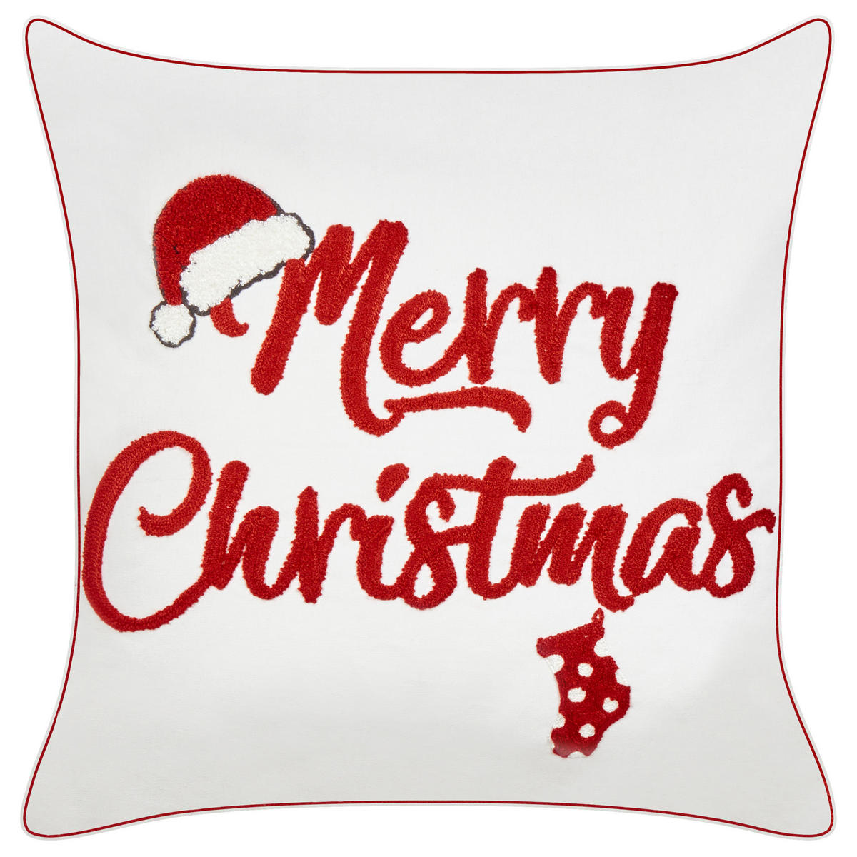 Dekokissen 2er-Set Cremeweiß 45/45 cm Pizzelle - Rot/Weiß, Naturmaterialen (45/45cm) - Beliani