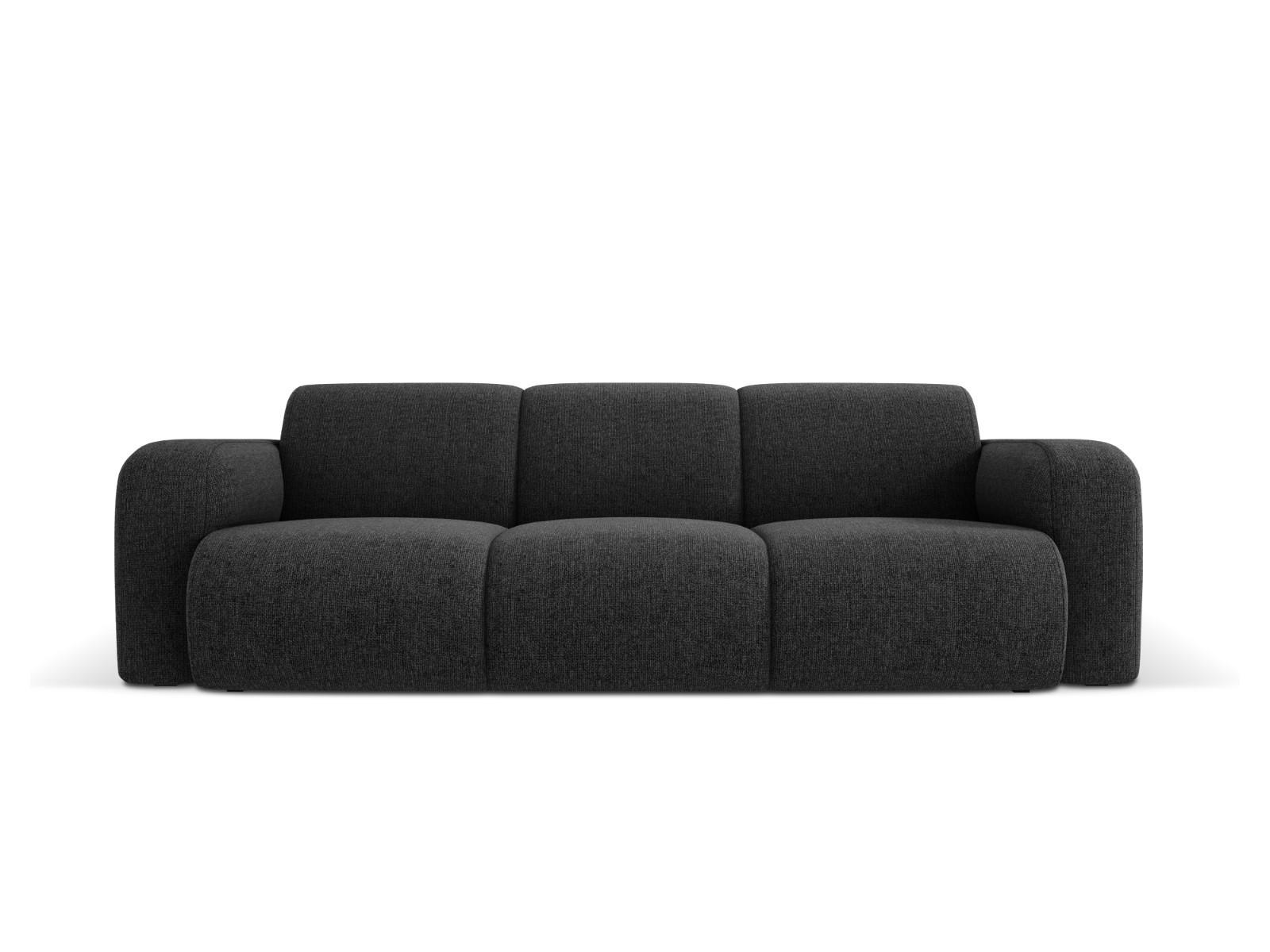 SOFA Molino aus Chenille-Stoff schwarz 3 Sitzplätze - Schwarz, Textil (95/72/235cm) - Micadoni