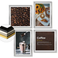 WANDBILDER 4er Set - 50x50 cm & 40x60 cm Silberner Rahmen - Italienische Frühstückskaffeebohnen - Silberfarben, Kunststoff (50/50cm) - ArtPrintCave