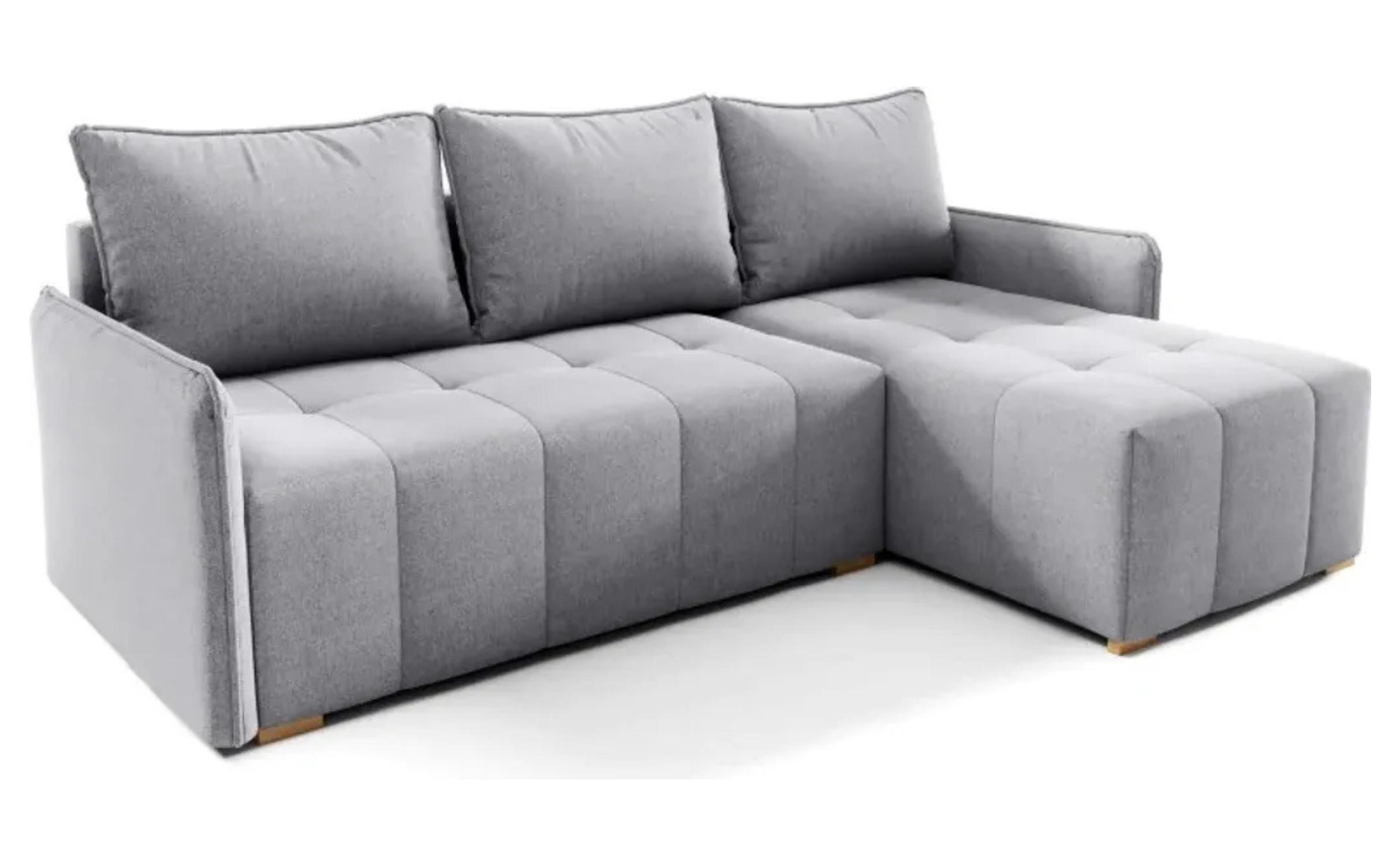 ECKSOFA GREND, L-Form mit Schlaffunktion und Bettkasten, Grau, rechts, Veloursstoff - Grau, Textil (210/140cm) - Sepro Meble