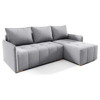 ECKSOFA GREND, L-Form mit Schlaffunktion und Bettkasten, Grau, rechts, Veloursstoff - Grau, Textil (210/140cm) - Sepro Meble