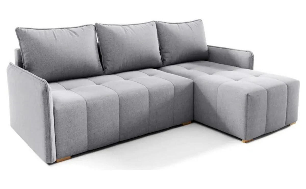 ECKSOFA GREND, L-Form mit Schlaffunktion und Bettkasten, Grau, rechts, Veloursstoff - Grau, Textil (210/140cm) - Sepro Meble