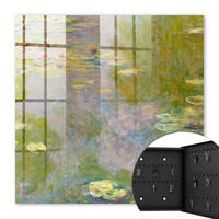 SCHLÜSSELBOX Schwarz 30x30 cm- Türöffnung nach rechts - Claude Monet Seerosen - Grün, Metall (30/30/5cm) - TULUP