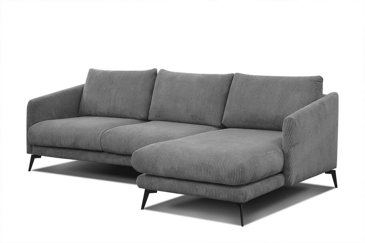 ECKSOFA VILT 4-Sitzer, dunkelgrau - Dunkelgrau/Schwarz, Holzwerkstoff/Textil (255/156cm) - Courtois Laville