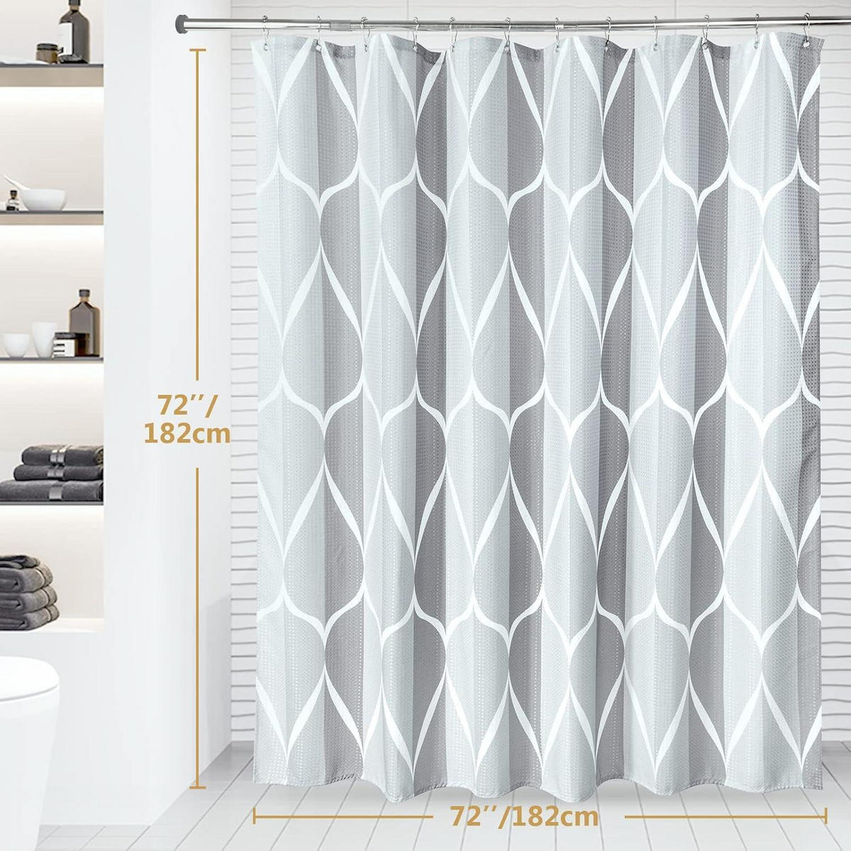 DUSCHVORHANG Stoff Grau 182 x 182 cm - Grau, Textil (182/182cm)