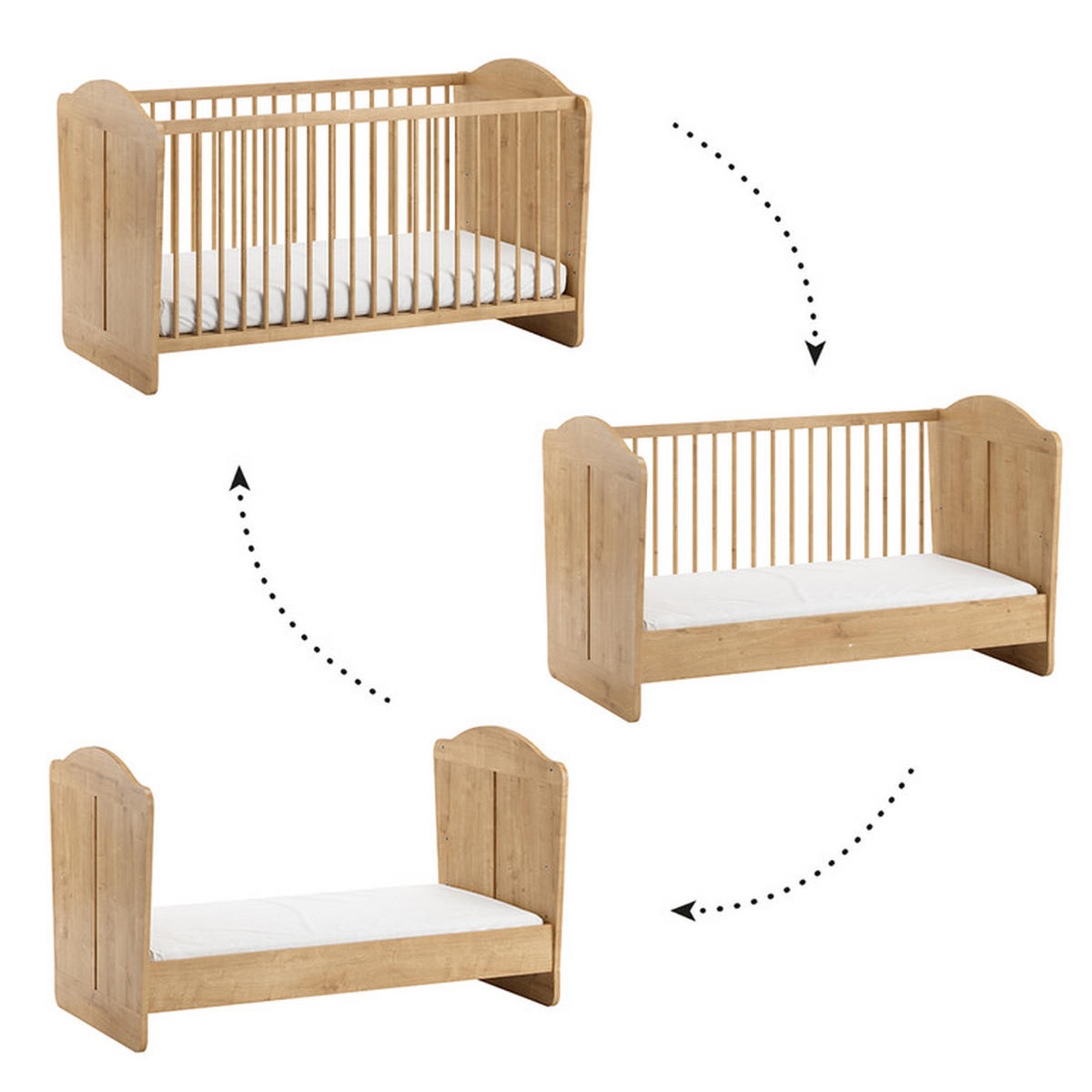 BABYZIMMER 2-teilig Megeve Holz - Braun, Holzwerkstoff (144.4/87/86cm) - Petits-meubles